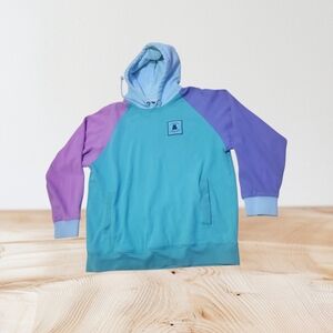 Teddy Fresh Colorblock Crewneck Hoodie in Teal, Lilac & Light Blue